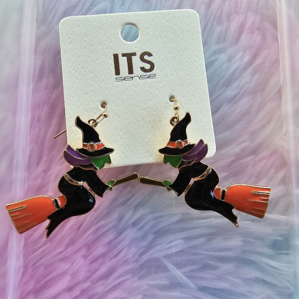 It's Sense Witch on a broom Earrings